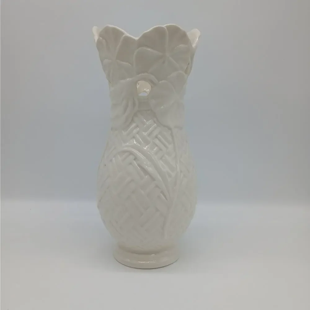 Lenox Basket of Flowers Collection Vase Pansy 9” Ivory Porcelain Retired